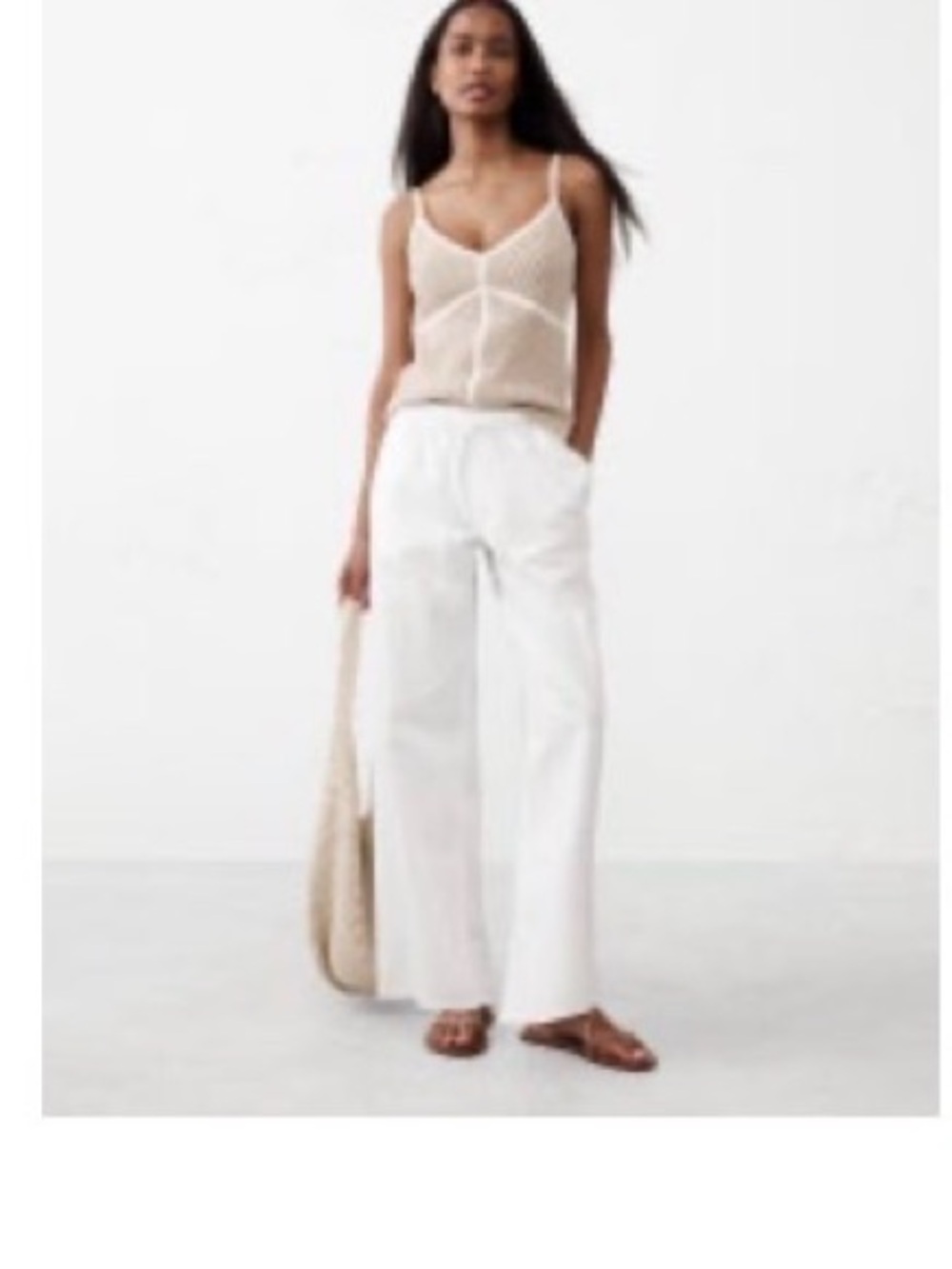 Banana Republic Factory White Wide-Leg Drawstring Pants - Women's